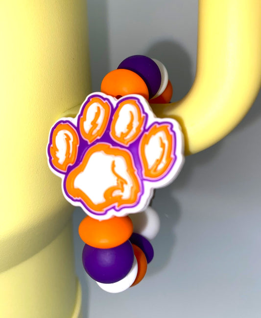 College Football Clemson Orange Tiger Paw Jagged Stanley Tumbler Cup Handle Charm