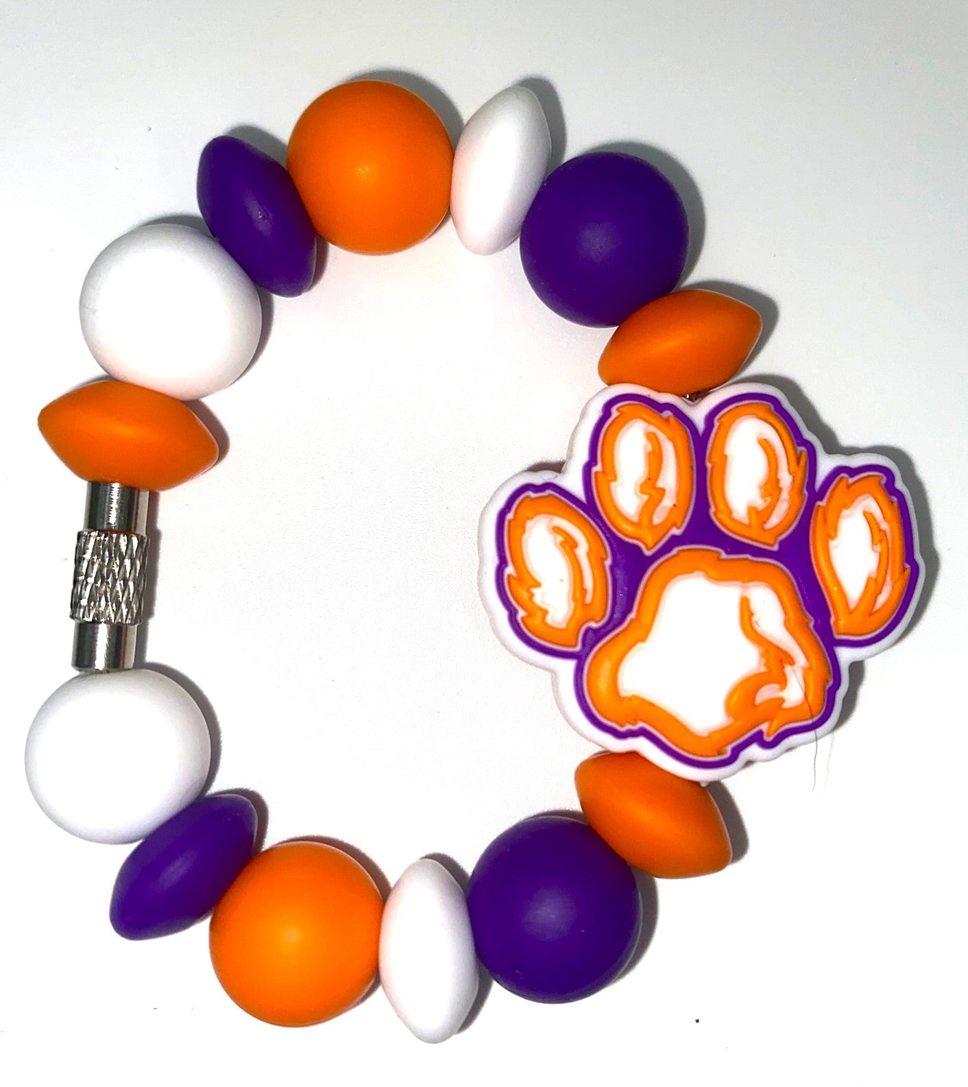 College Football Clemson Orange Tiger Paw Jagged Stanley Tumbler Cup Handle Charm