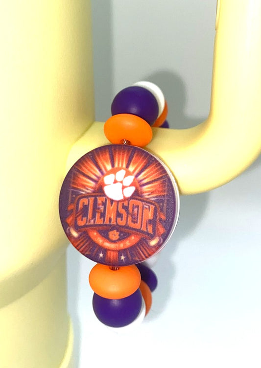 College Football Clemson Printed Circle Stanley Tumbler Cup Handle Charm