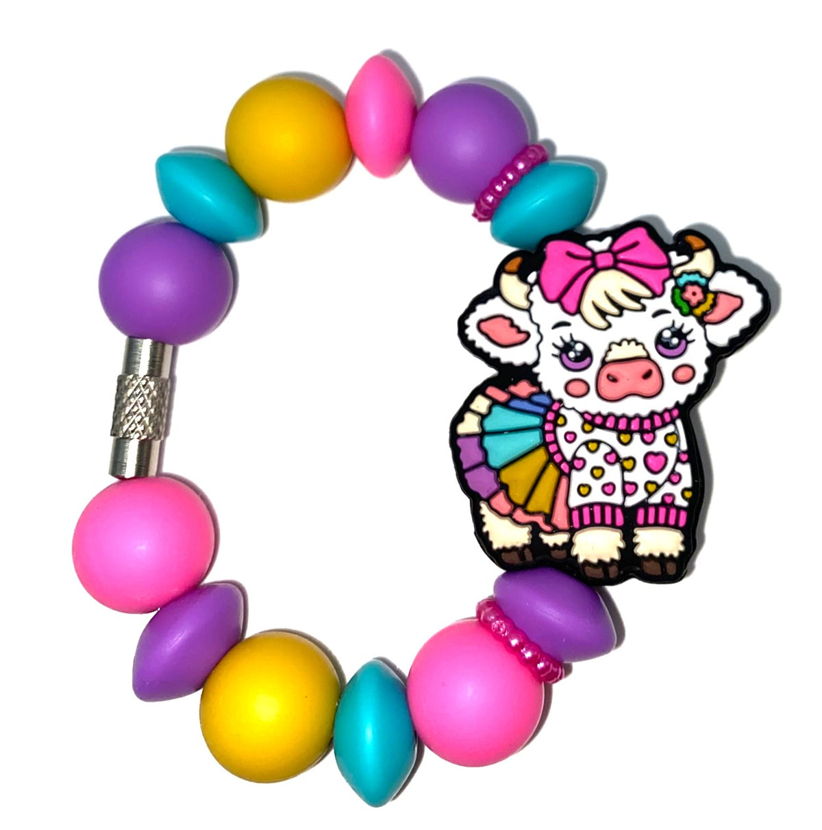 Colorful Sweater Dress Cow Stanley Tumbler Cup Handle Charm