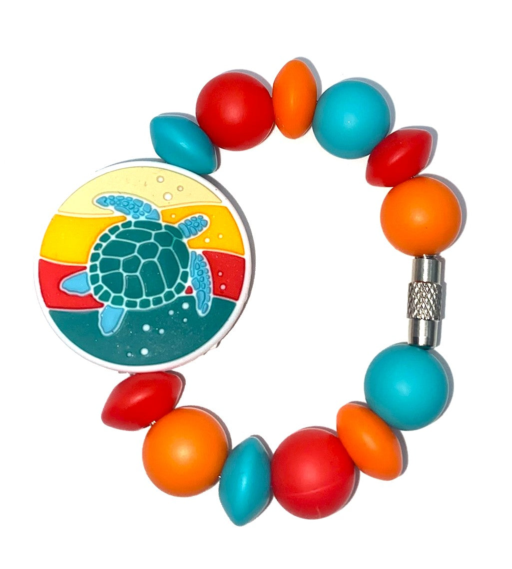 Colorful Sea Turtle Round Stanley Tumbler Cup Handle Charm