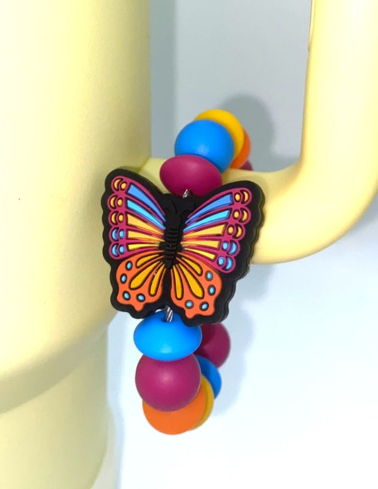 Sunset Colorful Monarch Butterfly Stanley Tumbler Cup Handle Charm