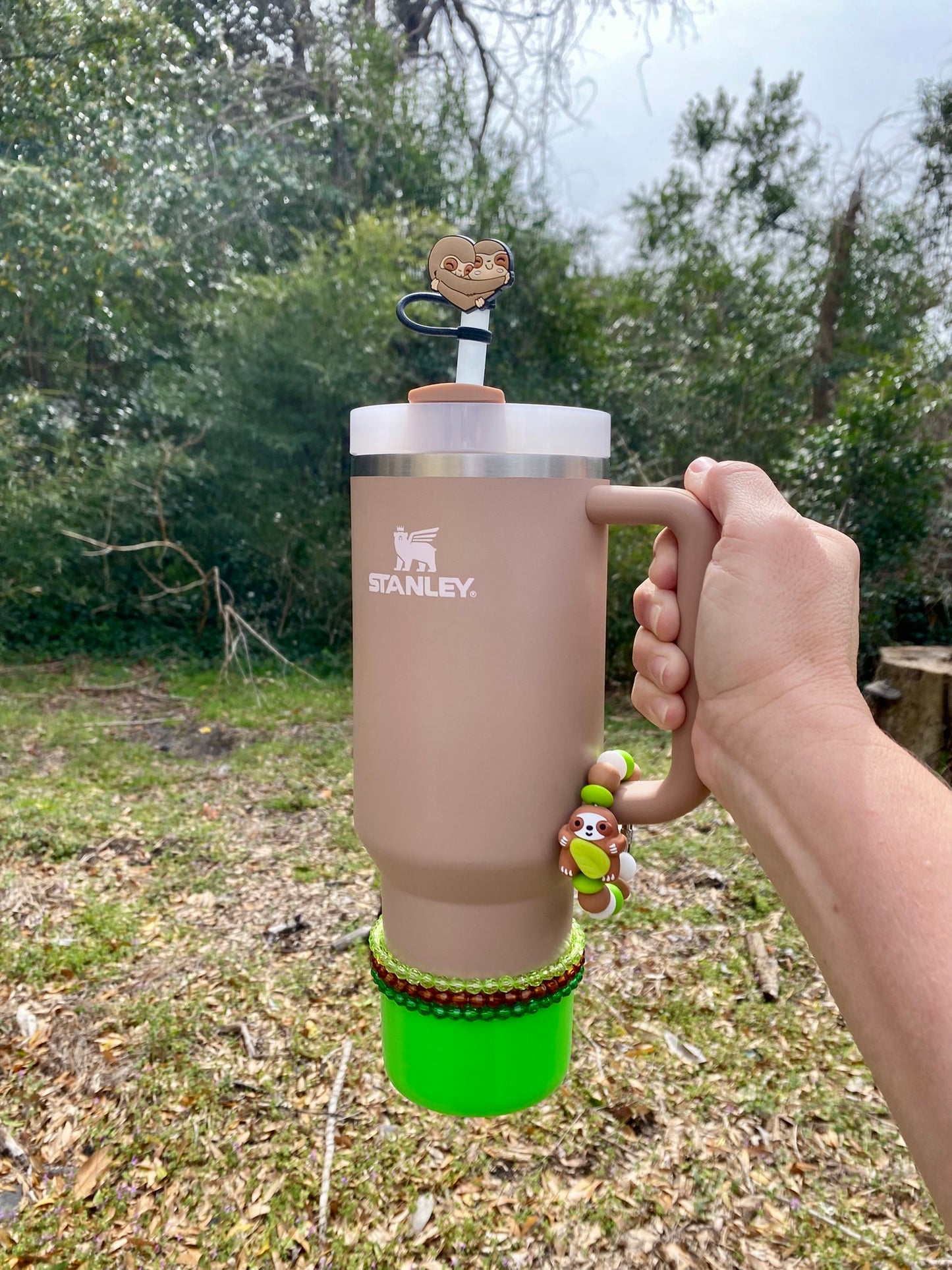Sloths Hugging Heart Straw Topper