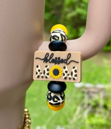 Blessed Mom Sunflower Stanley Tumbler Cup Handle Charm