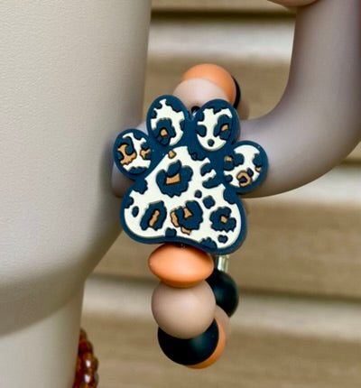 Brown Leopard Dog Paw Print Stanley Tumbler Cup Handle Charm