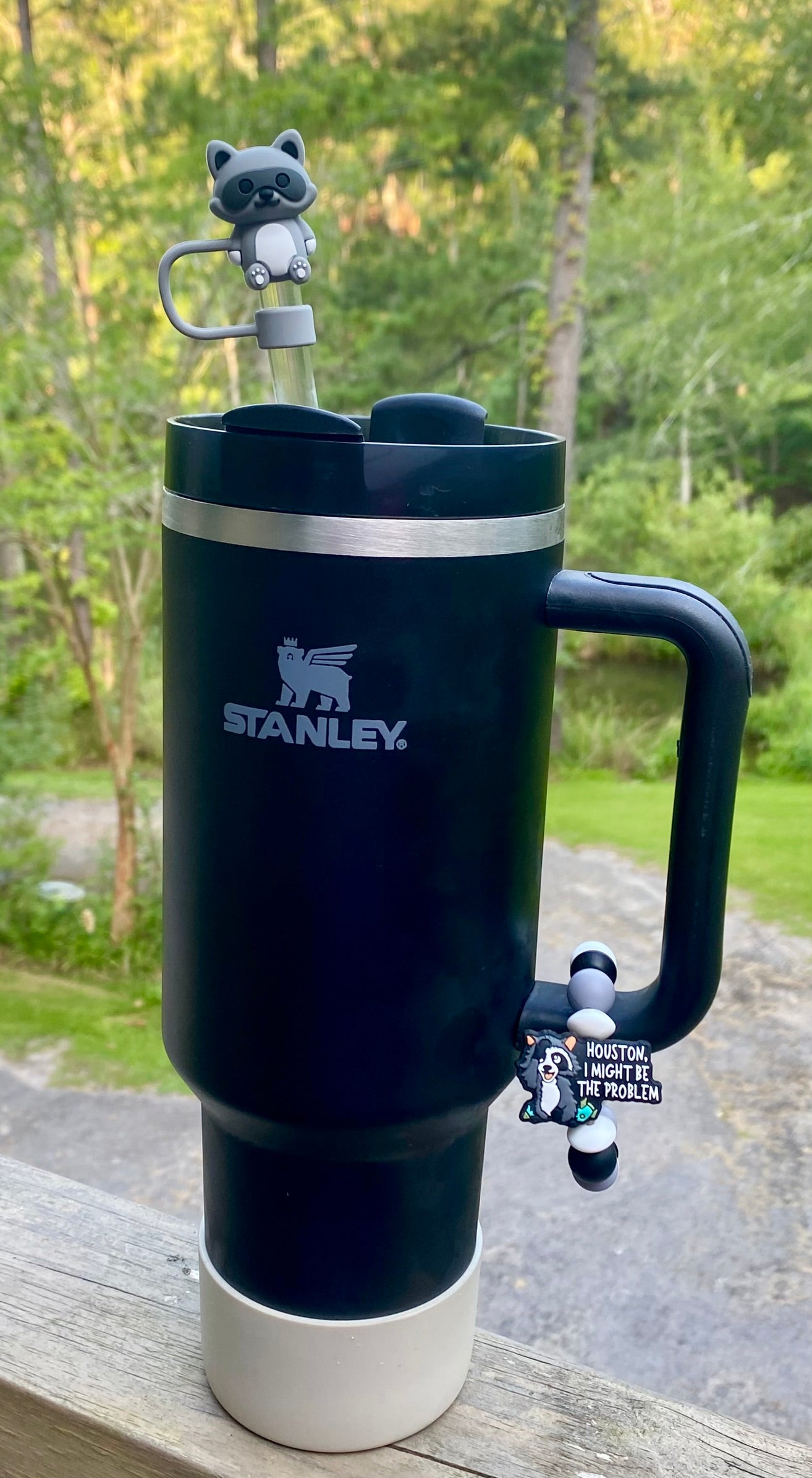 Houston I Might Be The Problem Raccoon Trash Panda Stanley Tumbler Cup Handle Charm