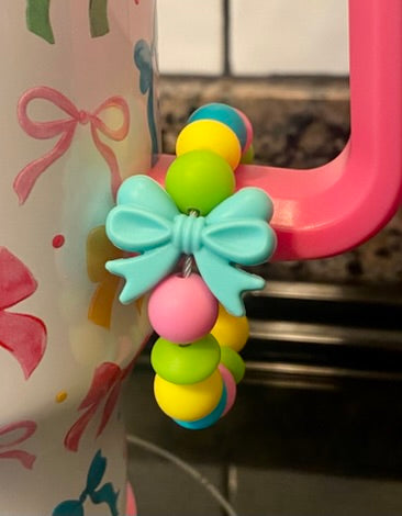 Turquoise Teal Coquette Bow Stanley Tumbler Cup Handle Charm