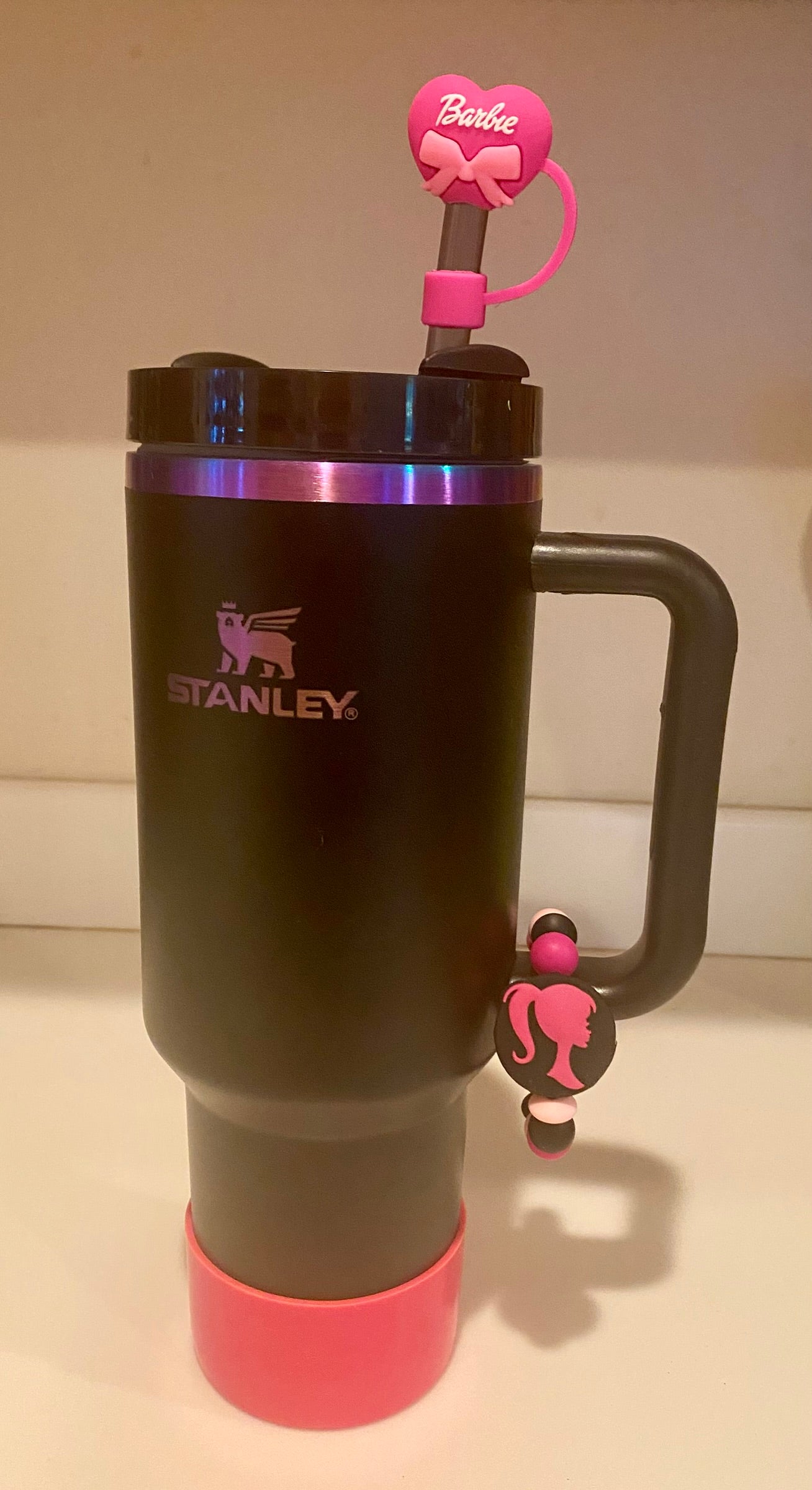 Pink Malibu Girl Plastic Doll Silhouette Stanley Tumbler Cup Handle Charm