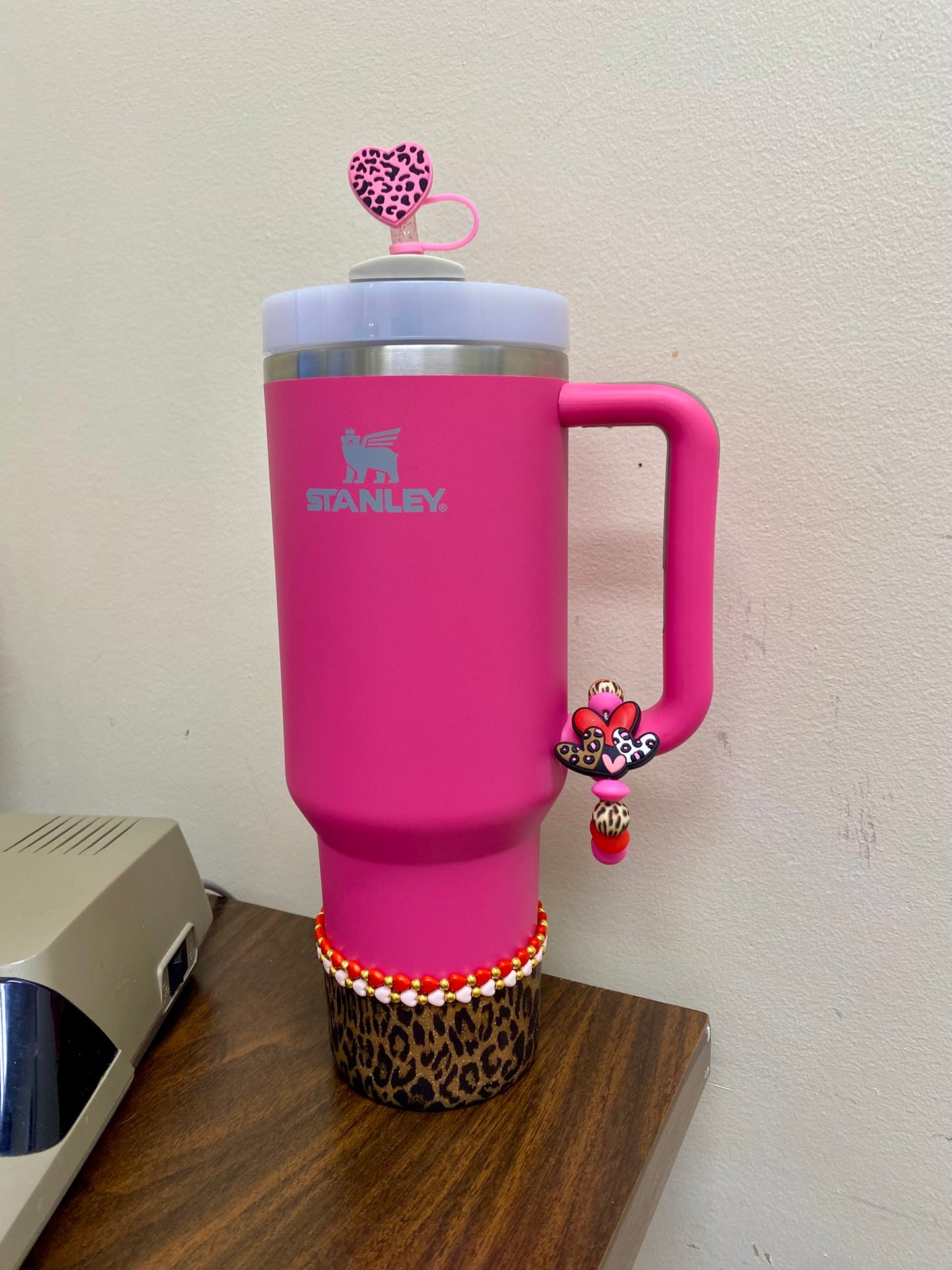 Heart Bunch Leopard Print Stanley Tumbler Cup Handle Charm