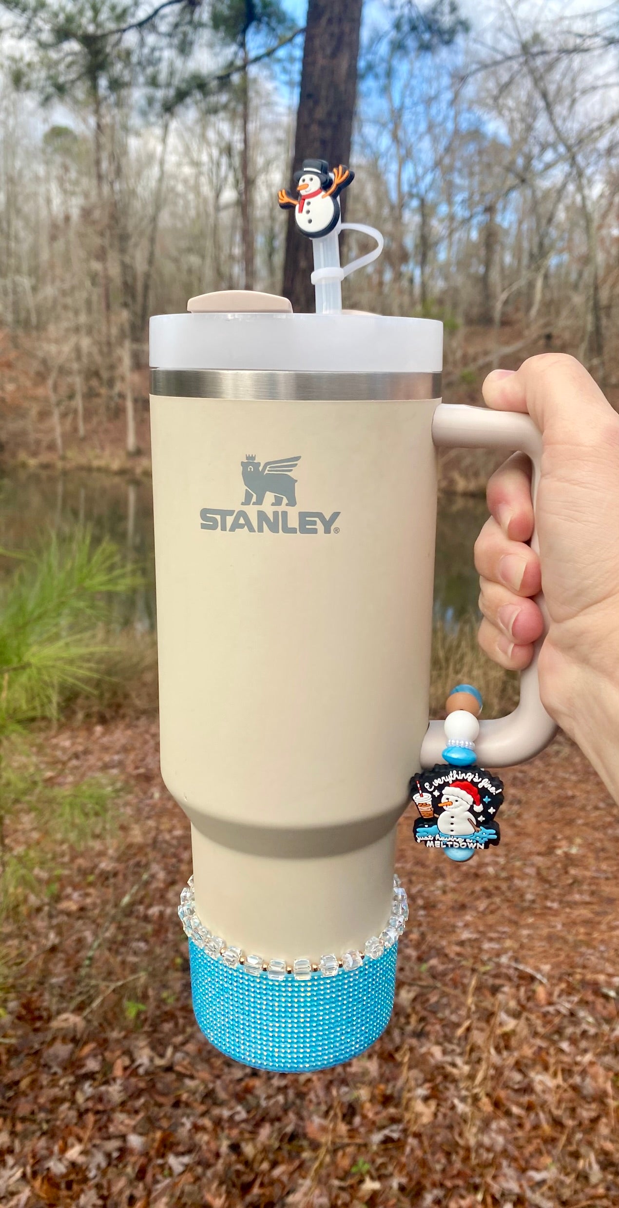 Everything Is Fine Just Having A Meltdown Snowman Winter Stanley Tumbler Cup Handle Charm