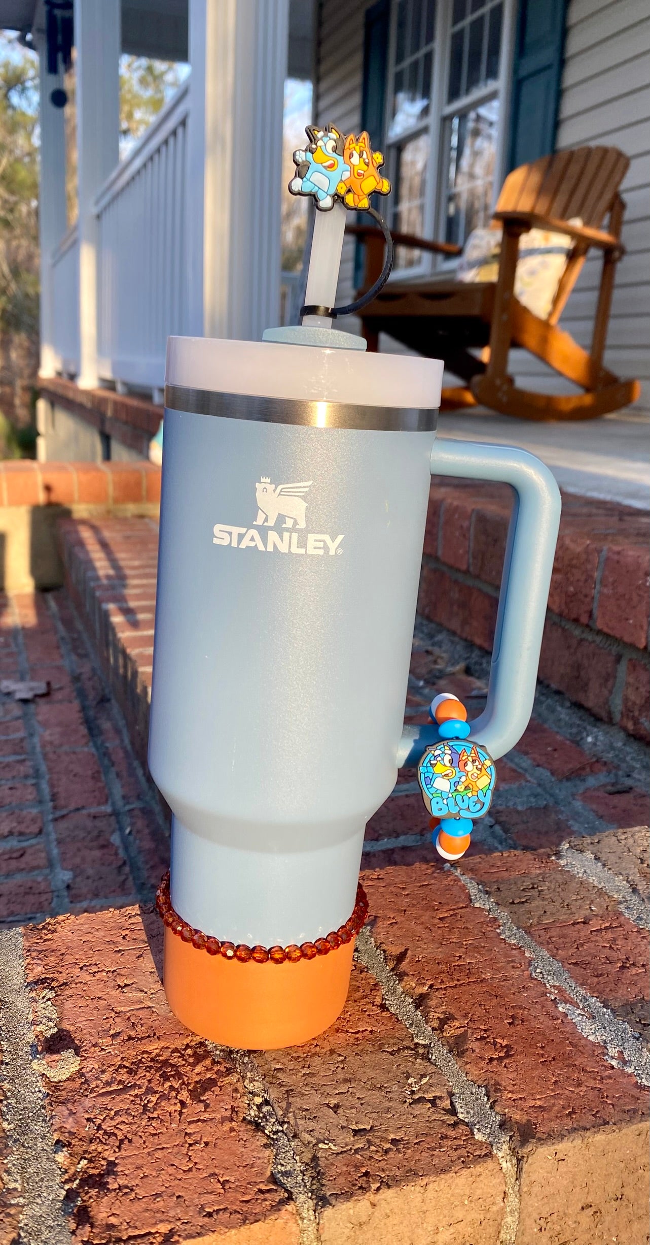 Blue Heeler Cartoon Dog & Sister Straw Topper