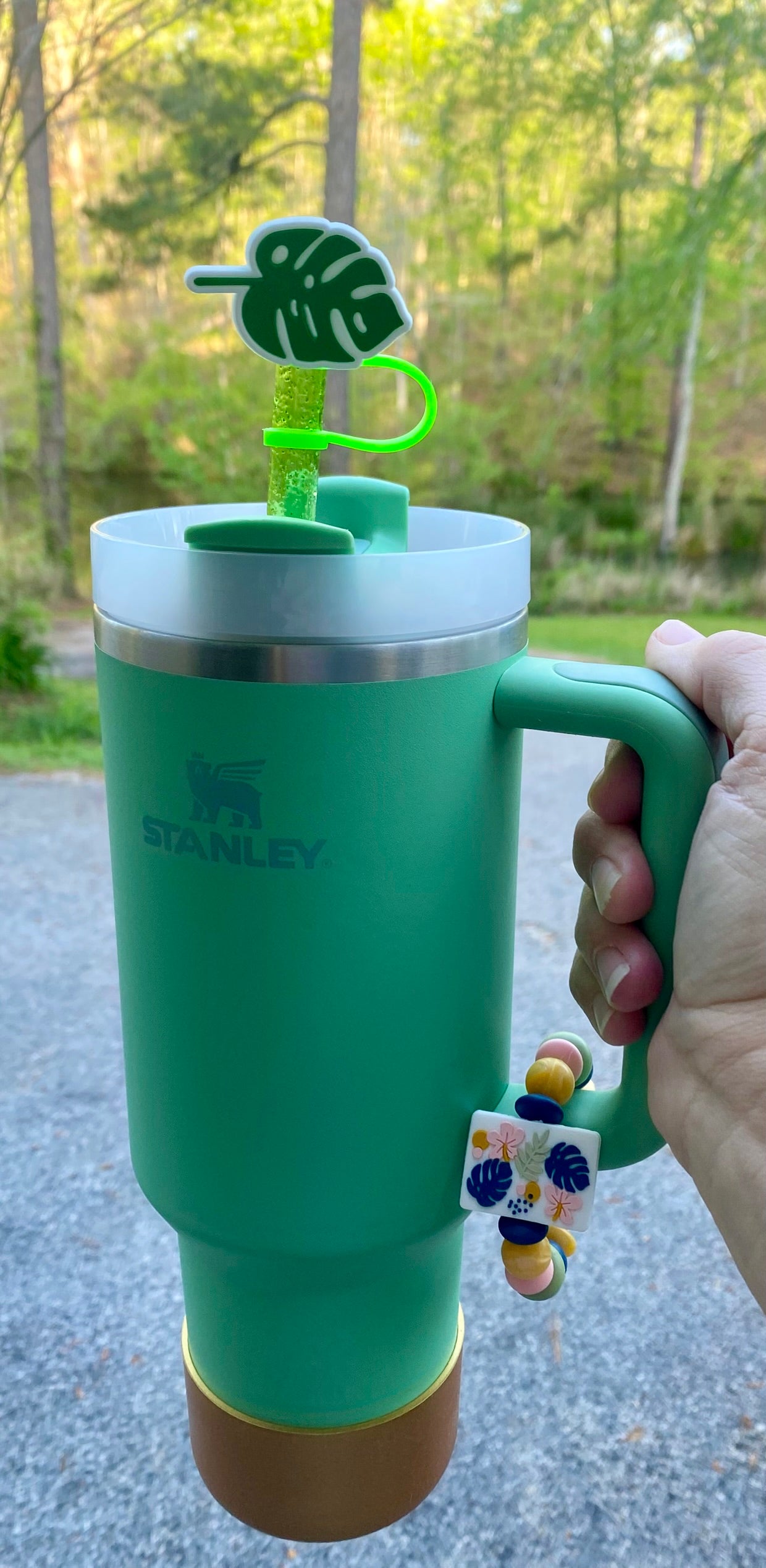Monstera Leaves Plants Stanley Tumbler Cup Handle Charm
