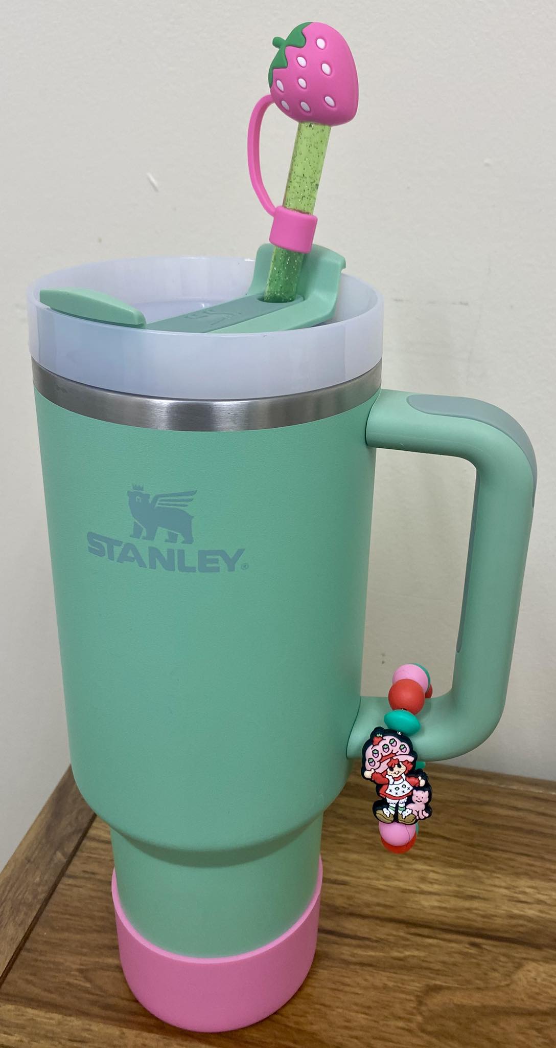 Strawberry Doll w/Cat 1980's Retro Stanley Tumbler Cup Handle Charm