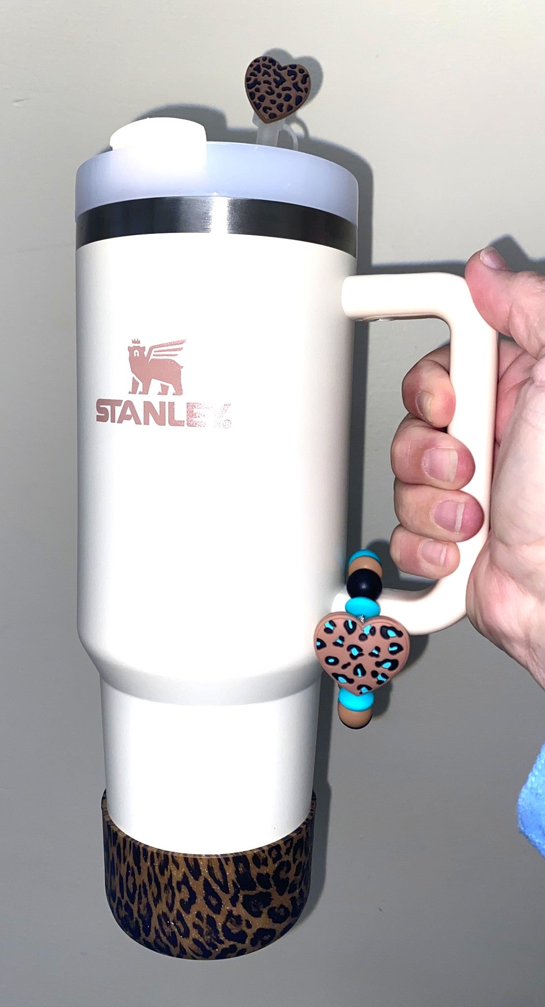 Leopard Print Heart Stanley Tumbler Cup Handle Charm