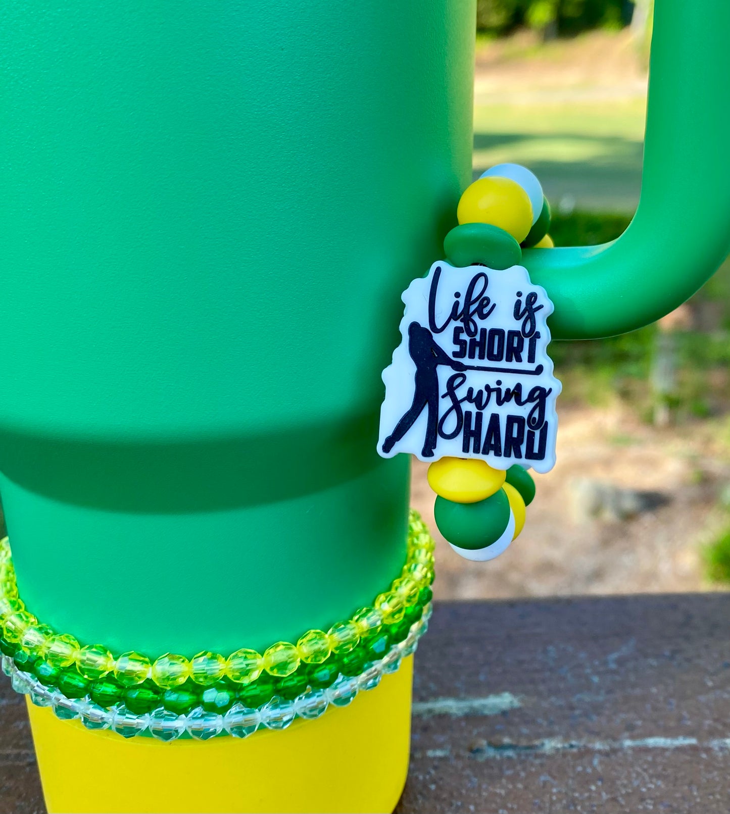 Life is Short Swing Hard Golf Stanley Tumbler Cup Handle Charm