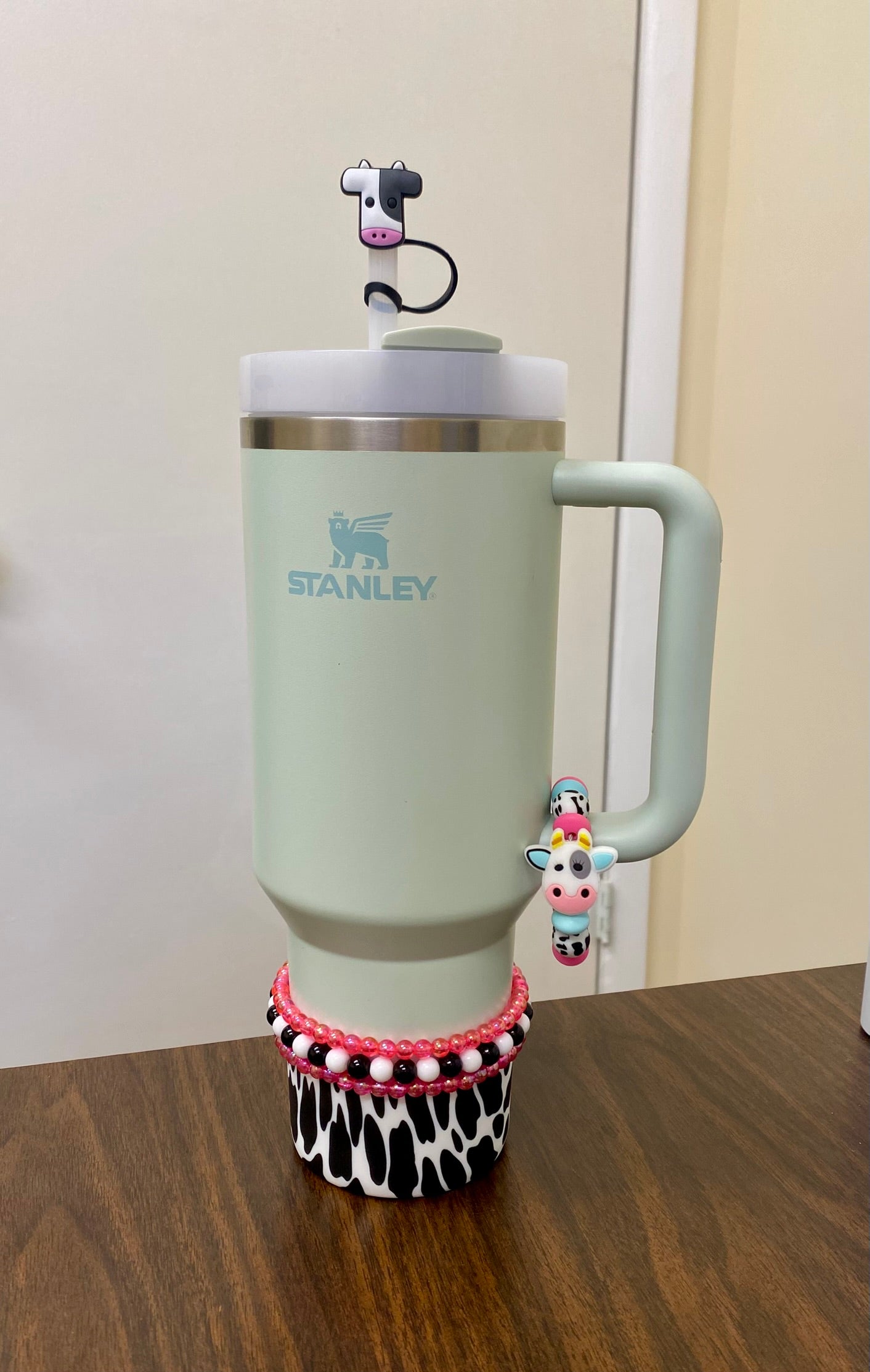 Cute Cow Face w/Spotted Eye Stanley Tumbler Cup Handle Charm