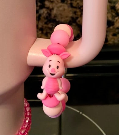 Shy Piglet 3D Yellow Honey Bear Friend Stanley Tumbler Cup Handle Charm
