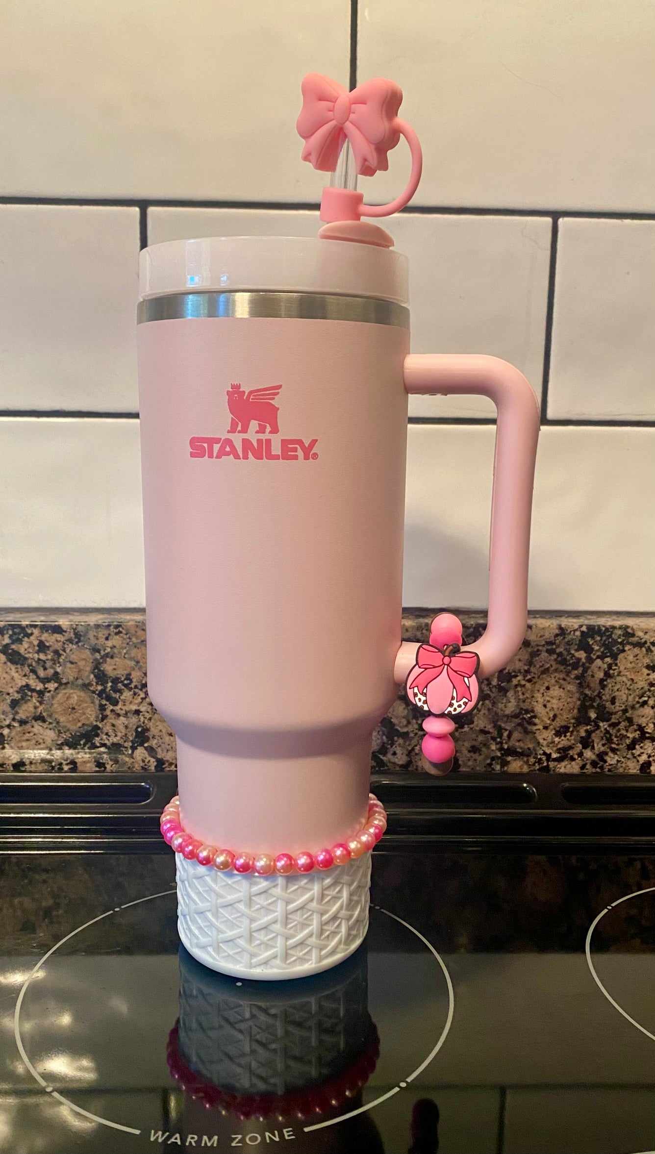 Pink Coquette Bow Cow Pumpkin Fall Stanley Tumbler Cup Handle Charm