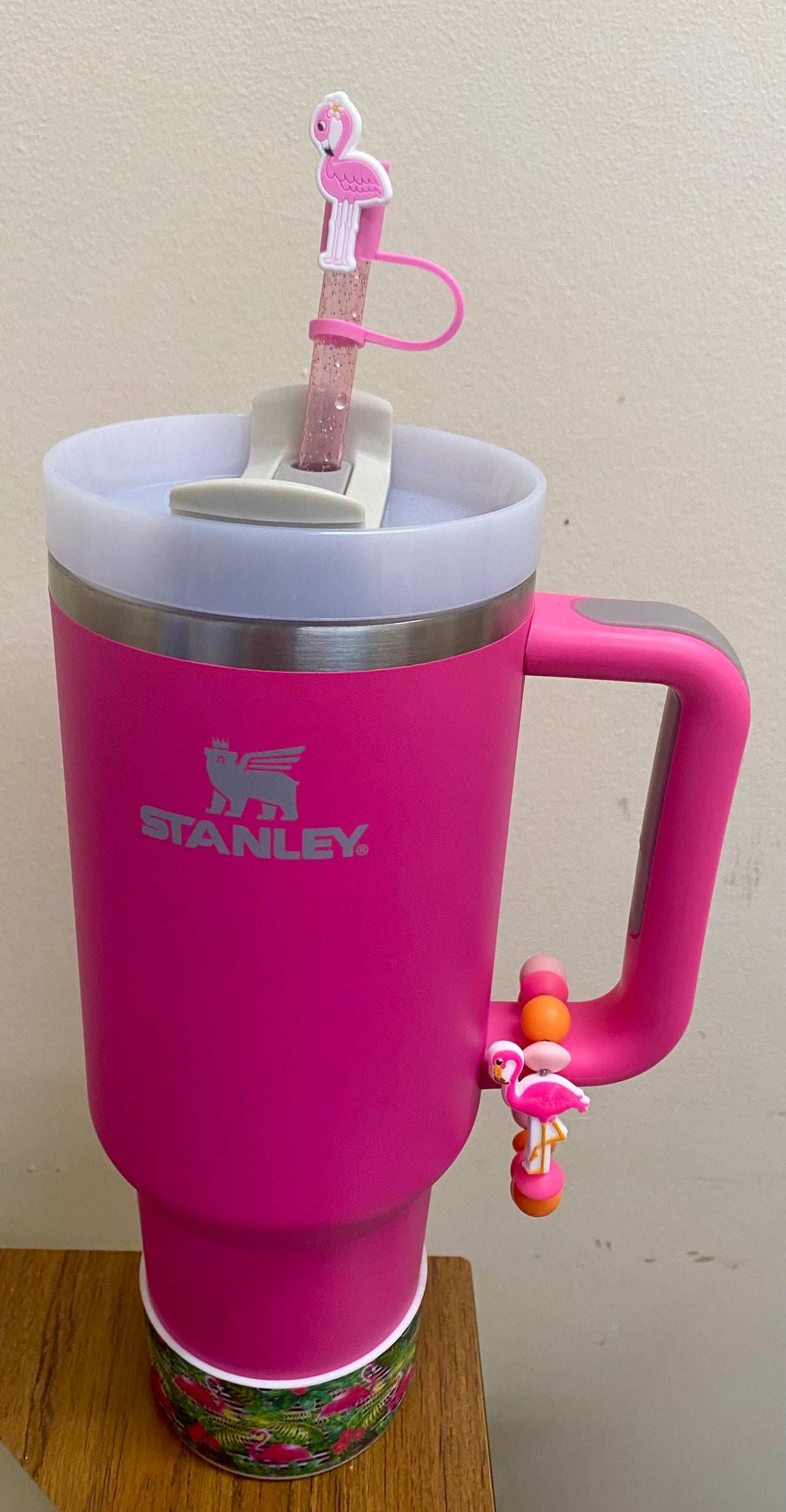 Pink Flamingo Bird Stanley Cup Tumbler Handle Charm