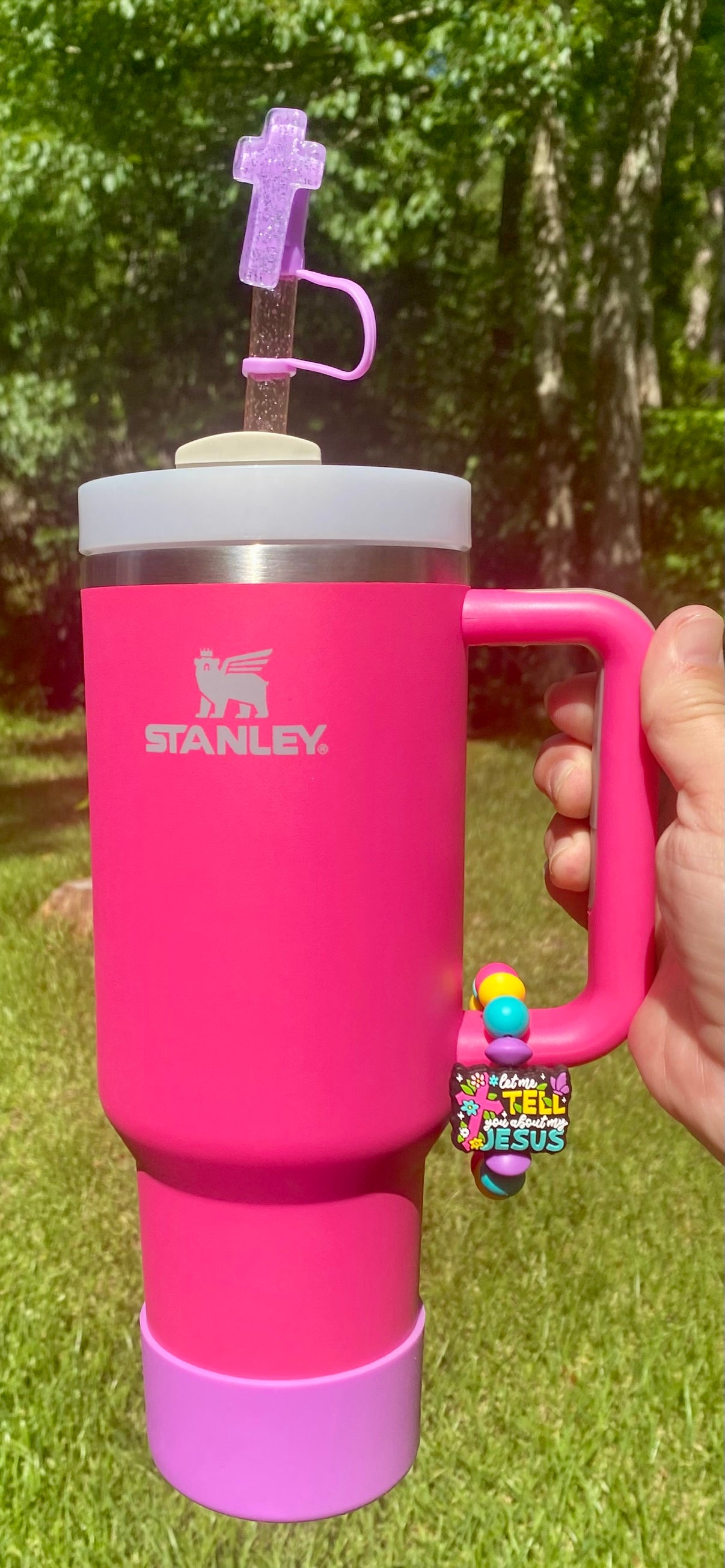 Let Me Tell You About My Jesus Stanley Tumbler Cup Handle Charm
