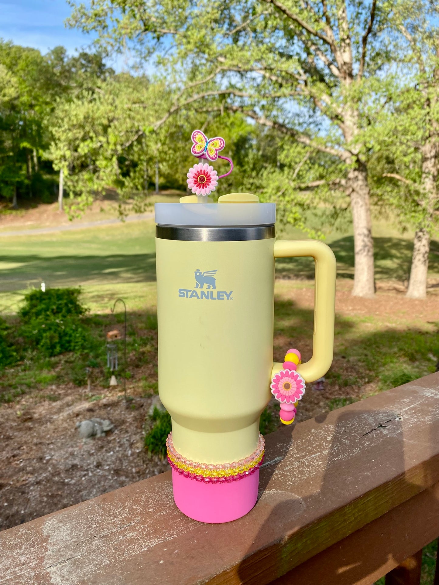 Flower w/Pink Petals Stanley Tumbler Cup Handle Charm