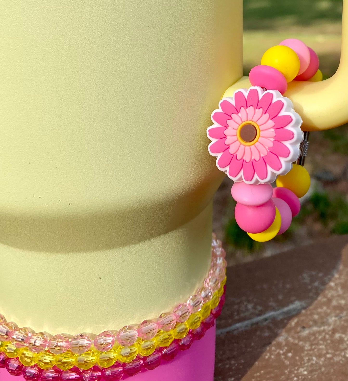 Flower w/Pink Petals Stanley Tumbler Cup Handle Charm