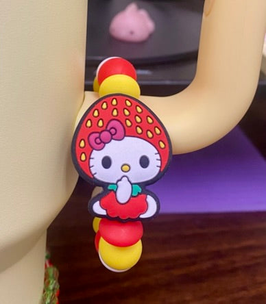 Cute Kitty Strawberry Stanley Tumbler Cup Handle Charm
