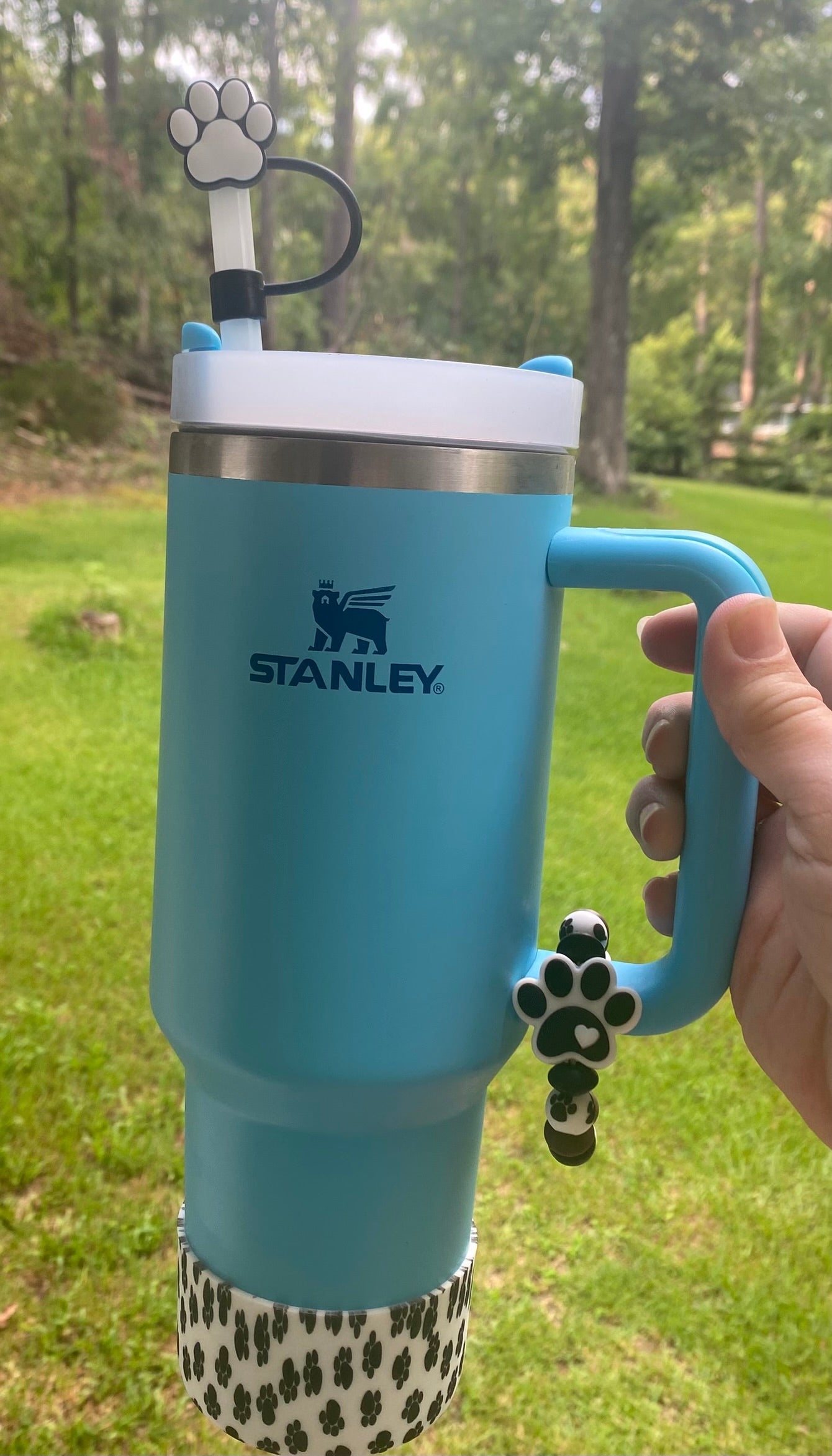 White Dog Paw Straw Topper