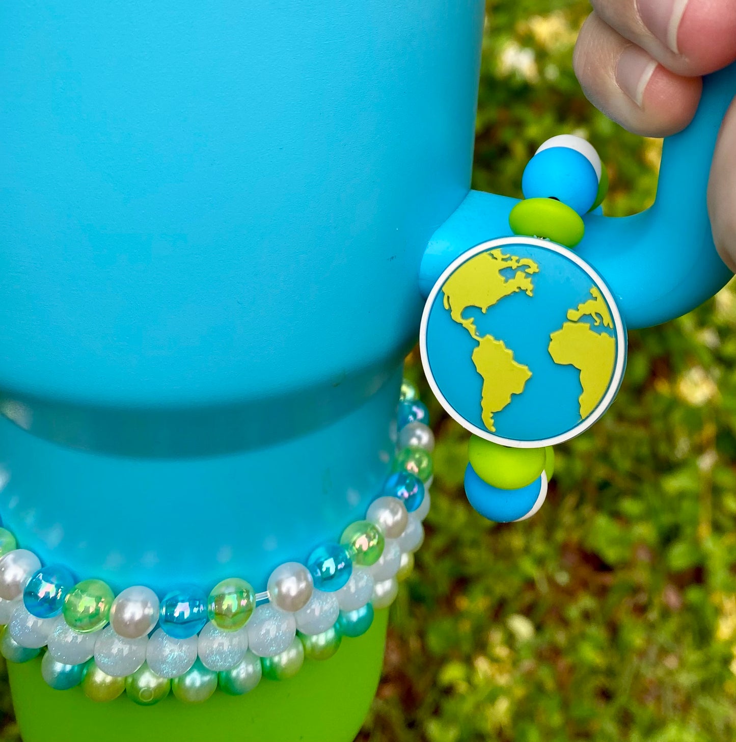 Earth Double Sided Stanley Tumbler Cup Handle Charm