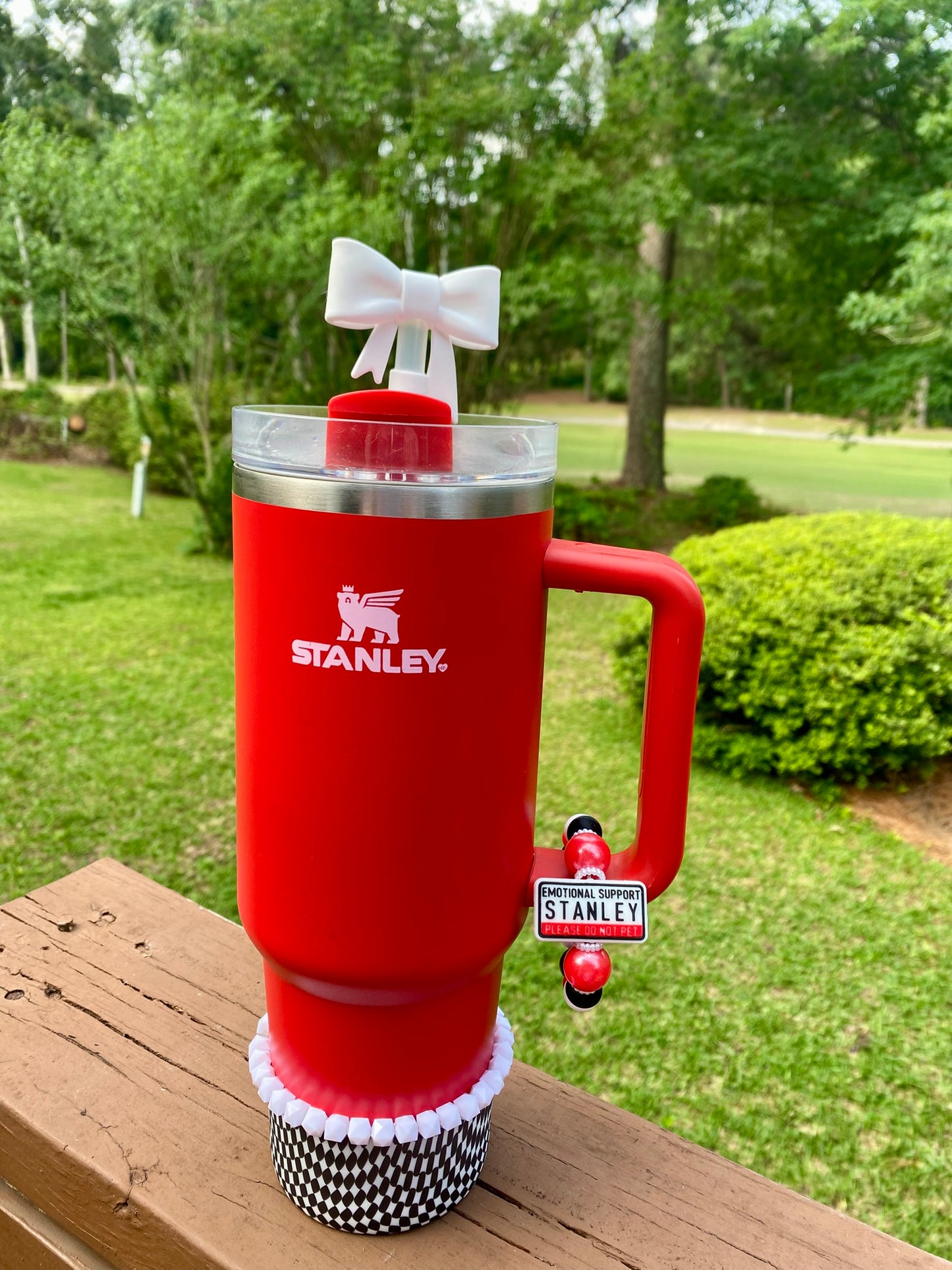 Bow White Straw Topper