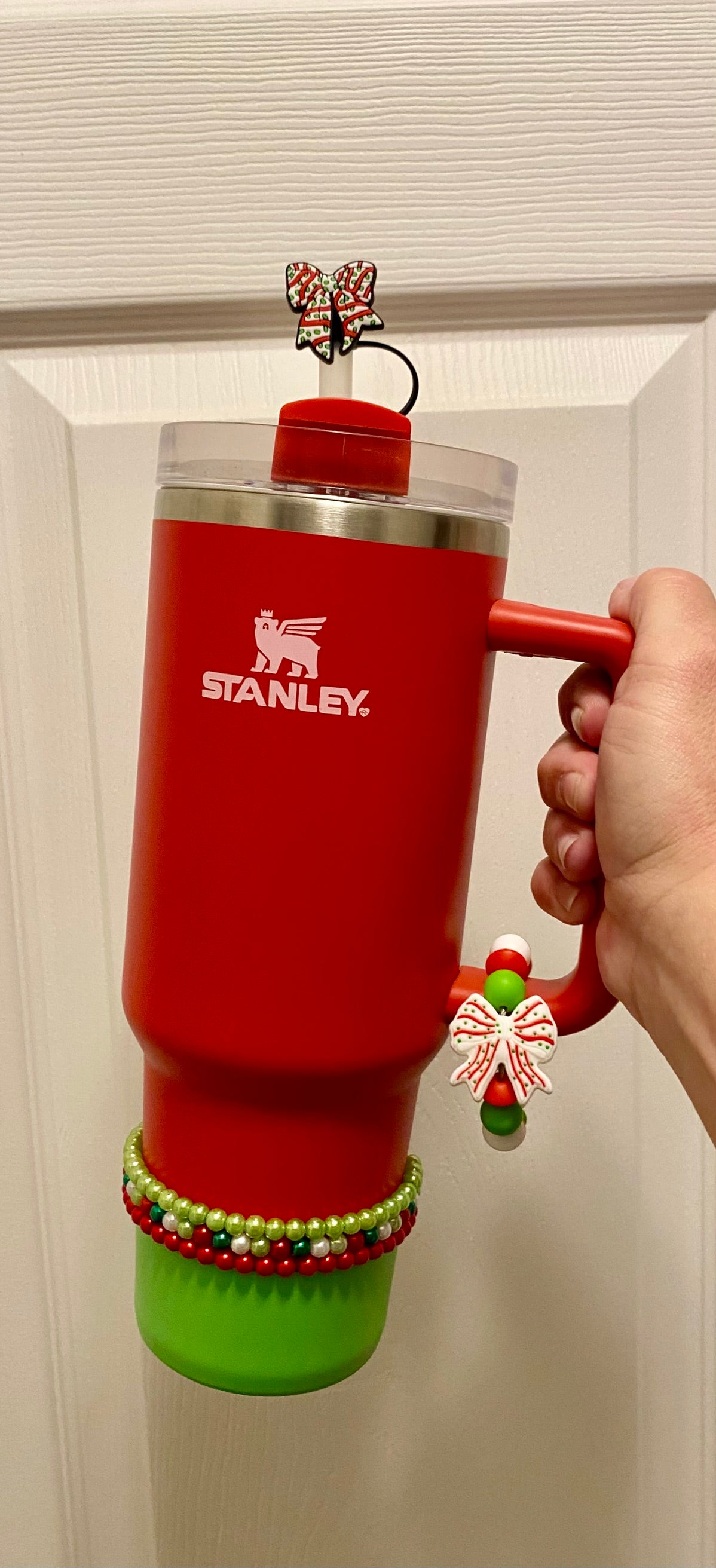 Christmas Tree Snack Cake Coquette Bow Stanley Tumbler Cup Handle Charm