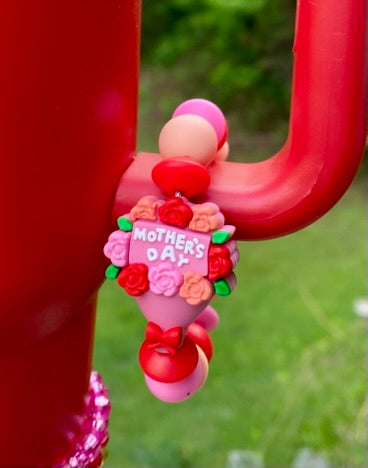 Mother's Day Roses Bouquet 3D Stanley Tumbler Cup Handle Charm