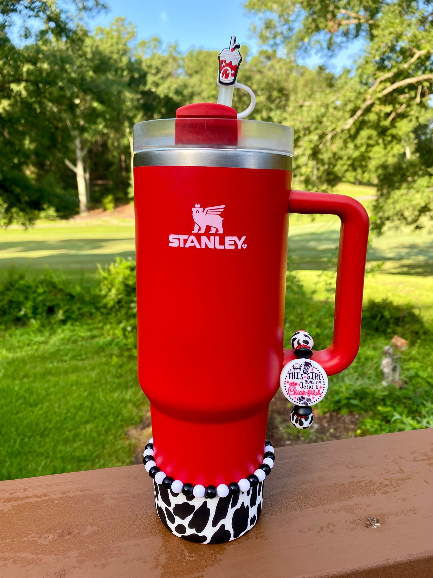 Black & White Cow Print Stanley Tumbler Boot Sleeve #53