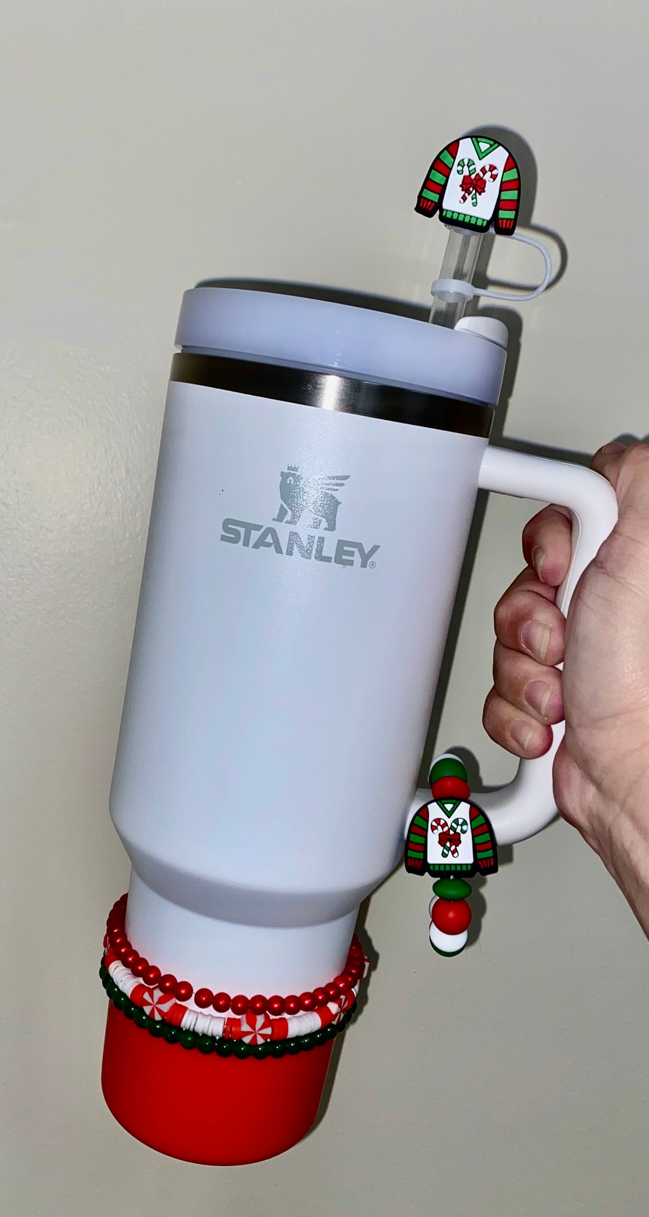 Ugly Christmas Sweater Candy Canes Straw Topper