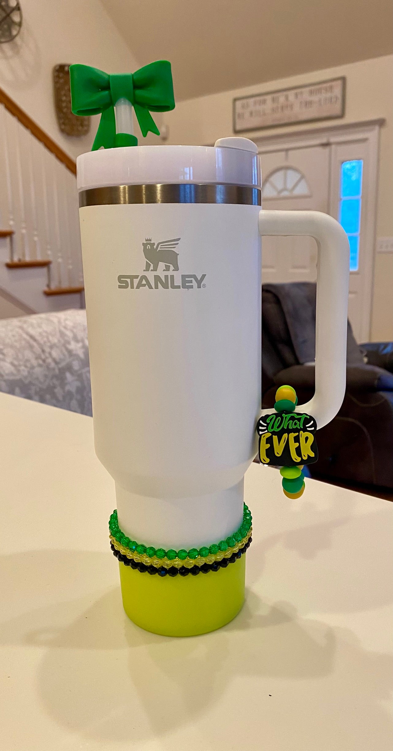 Bow Green Straw Topper