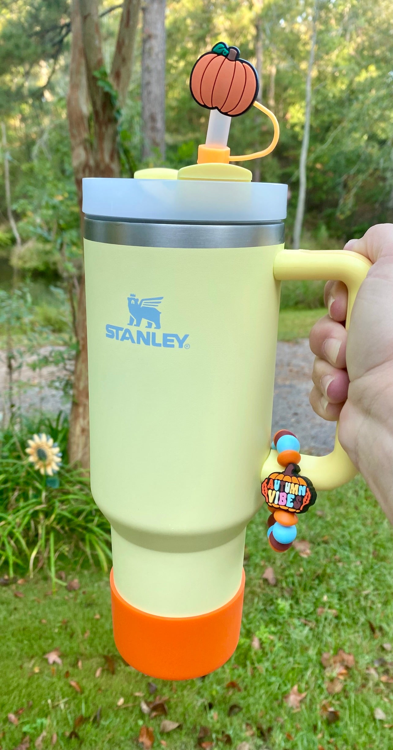 Autumn Vibes Pumpkin Fall Stanley Tumbler Cup Handle Charm