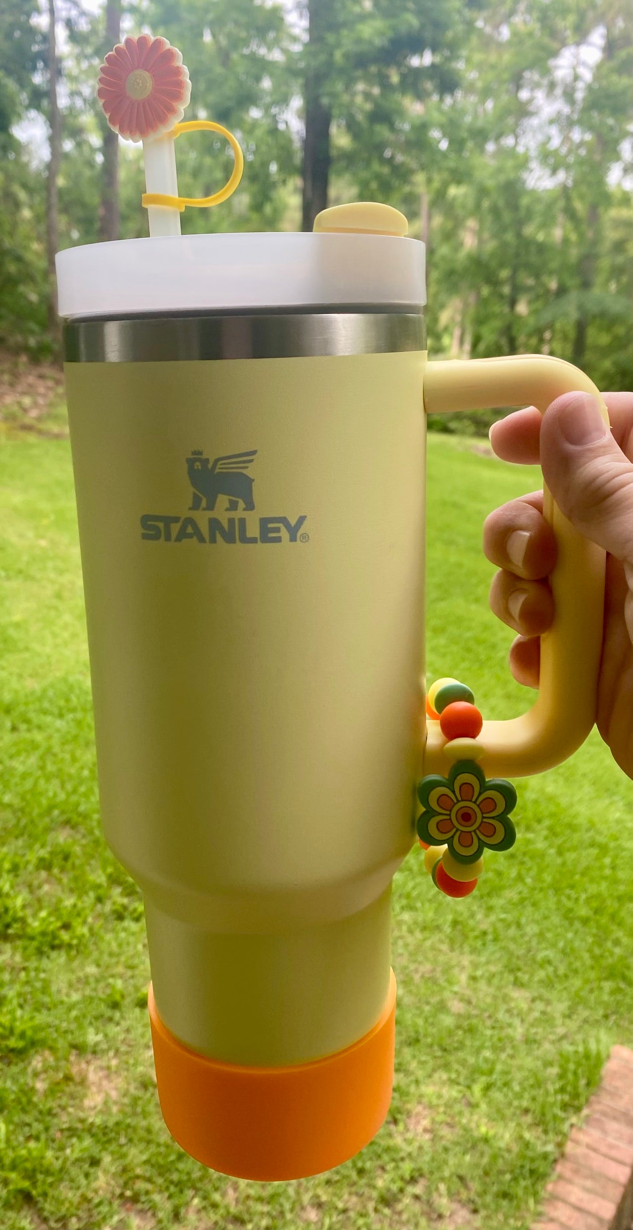 Boho Flower Blue-Mint Green Stanley Tumbler Cup Handle Charm