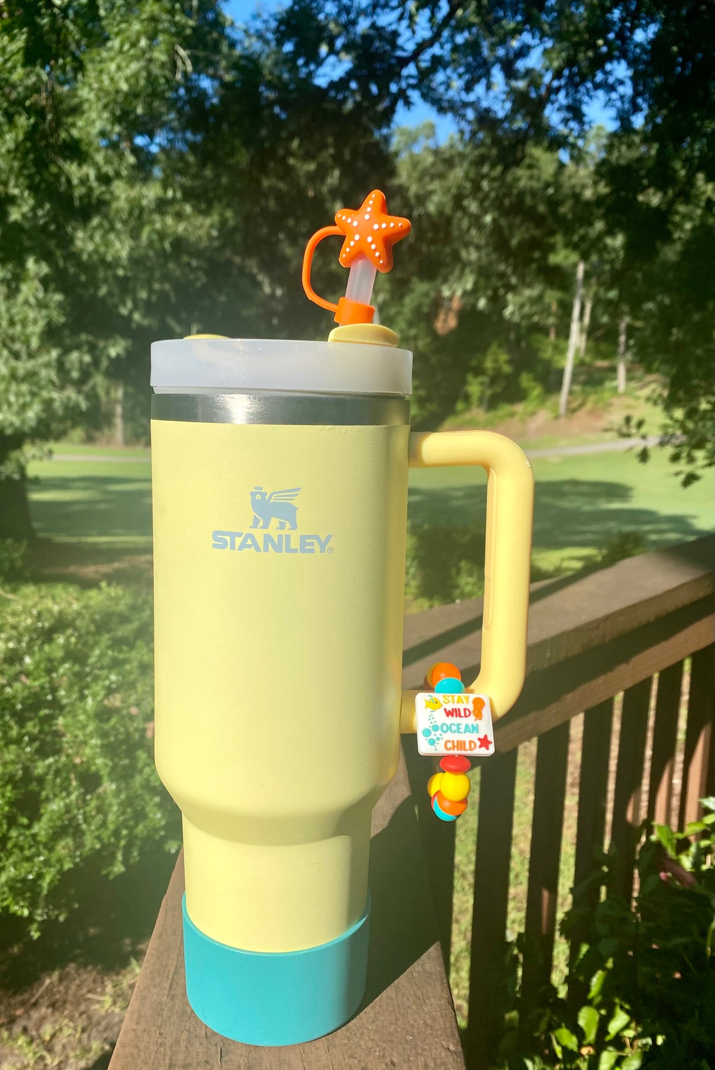 Orange Starfish 3D Straw Topper
