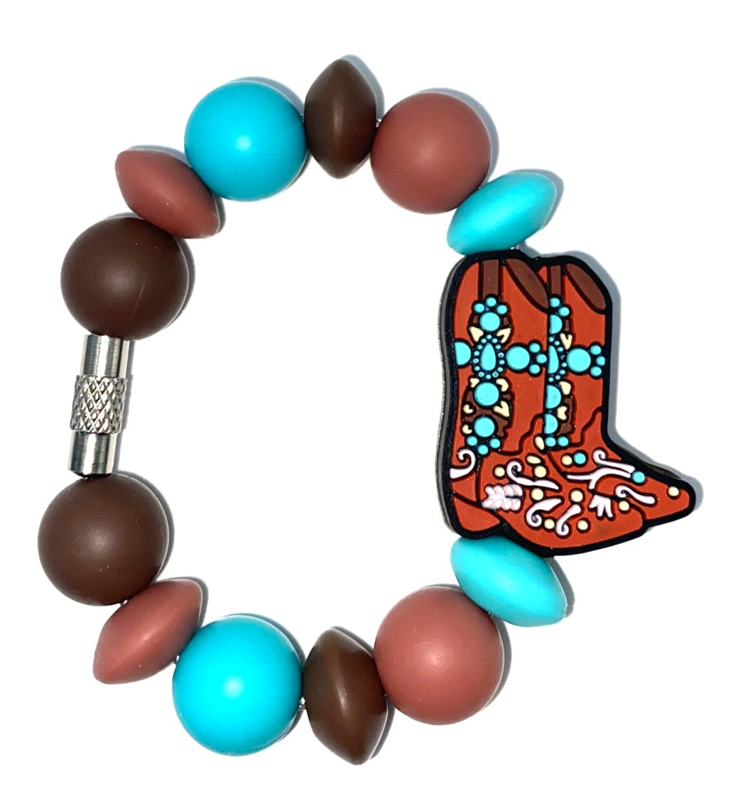 Country Turquoise Cross Cowboy Boots Stanley Tumbler Cup Handle Charm
