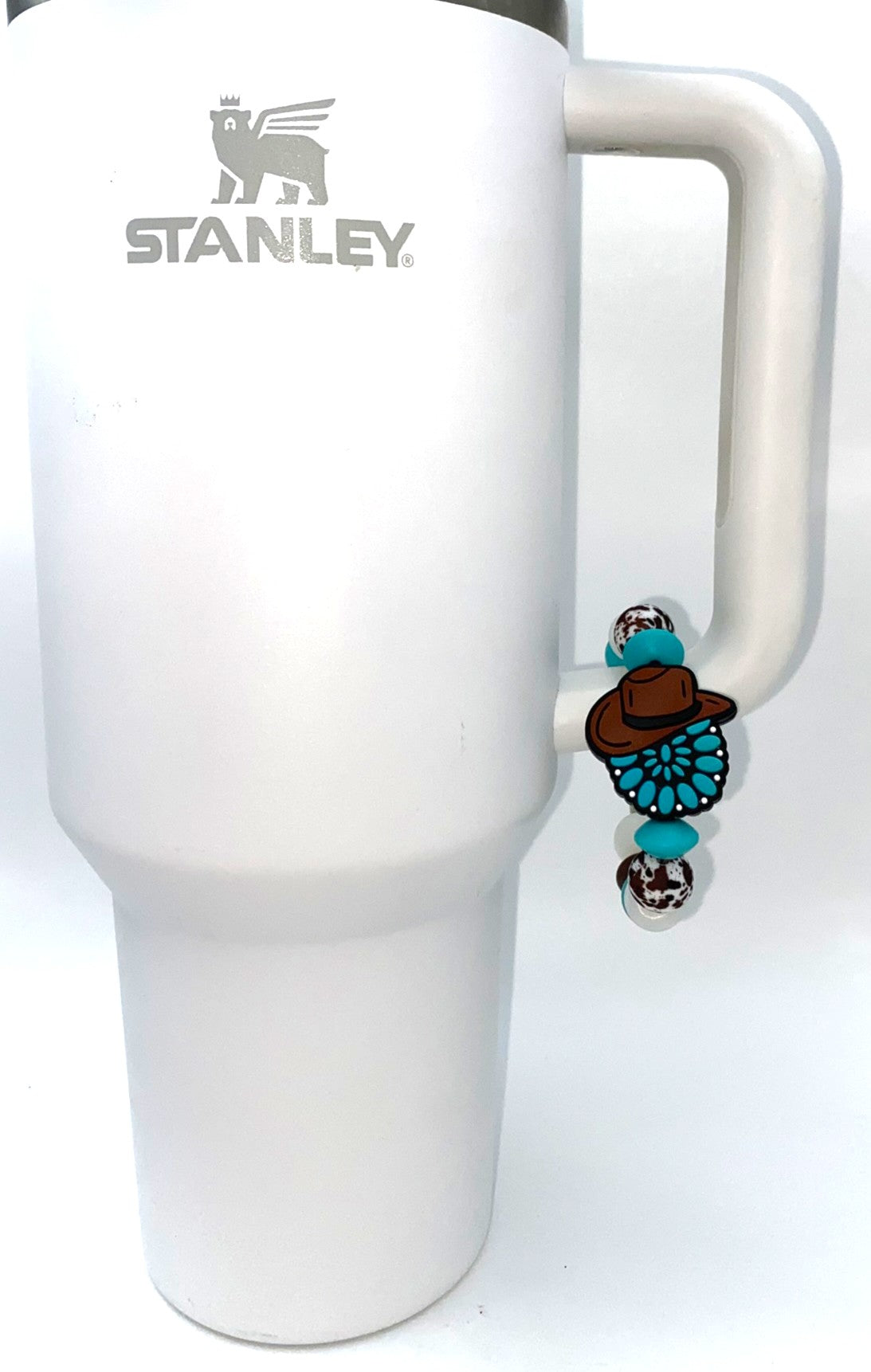Cowboy Hat on Turquoise Concho Pendant Stanley Tumbler Cup Handle Charm