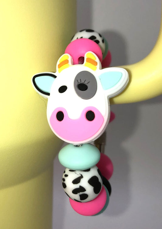 Cute Cow Face w/Spotted Eye Stanley Tumbler Cup Handle Charm