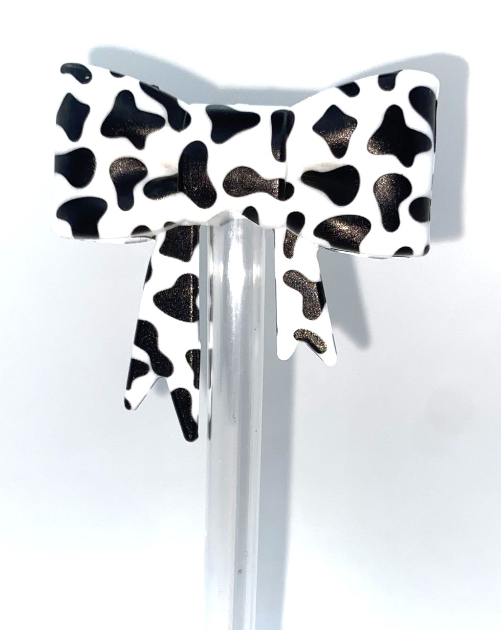 Cow Print Bow Straw Topper