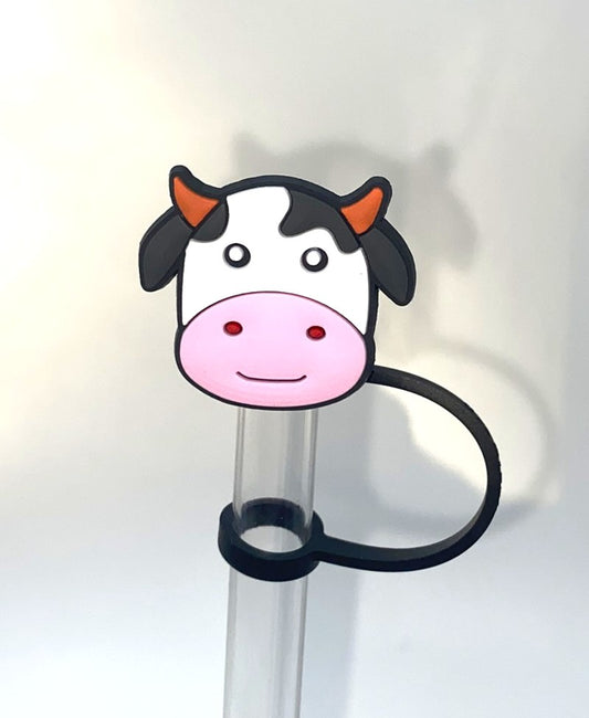 Cow Head W/Horns Straw Topper