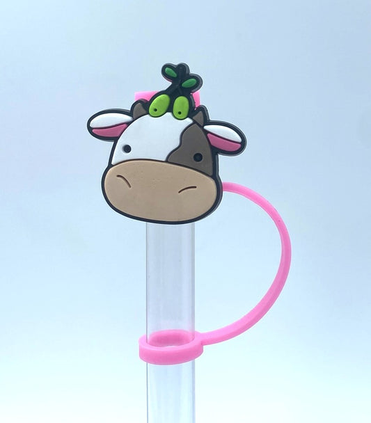 Cow Face w/Olive Branch Straw Topper