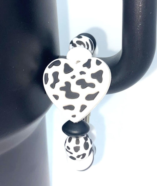 Cow Print Heart Stanley Tumbler Cup Handle Charm