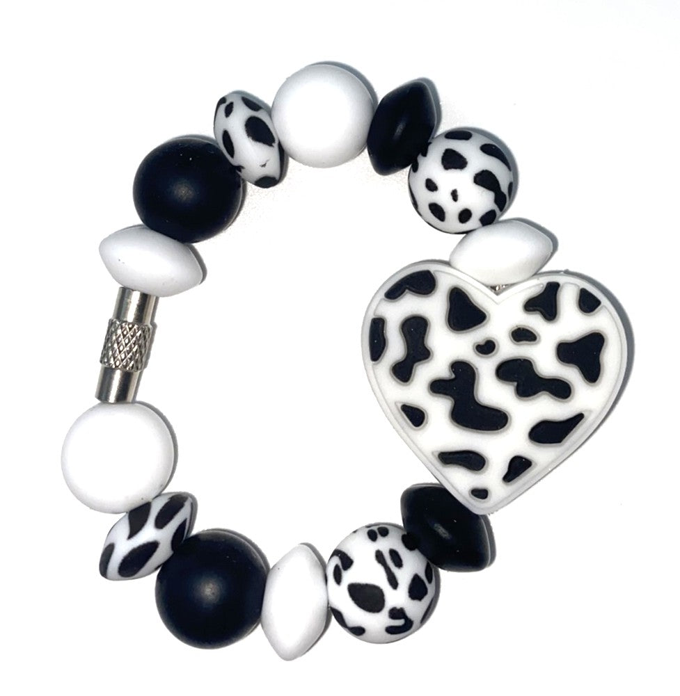 Cow Print Heart Stanley Tumbler Cup Handle Charm