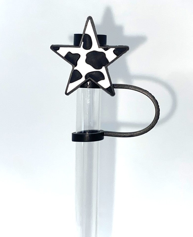 Cow Print Star Western Straw Topper