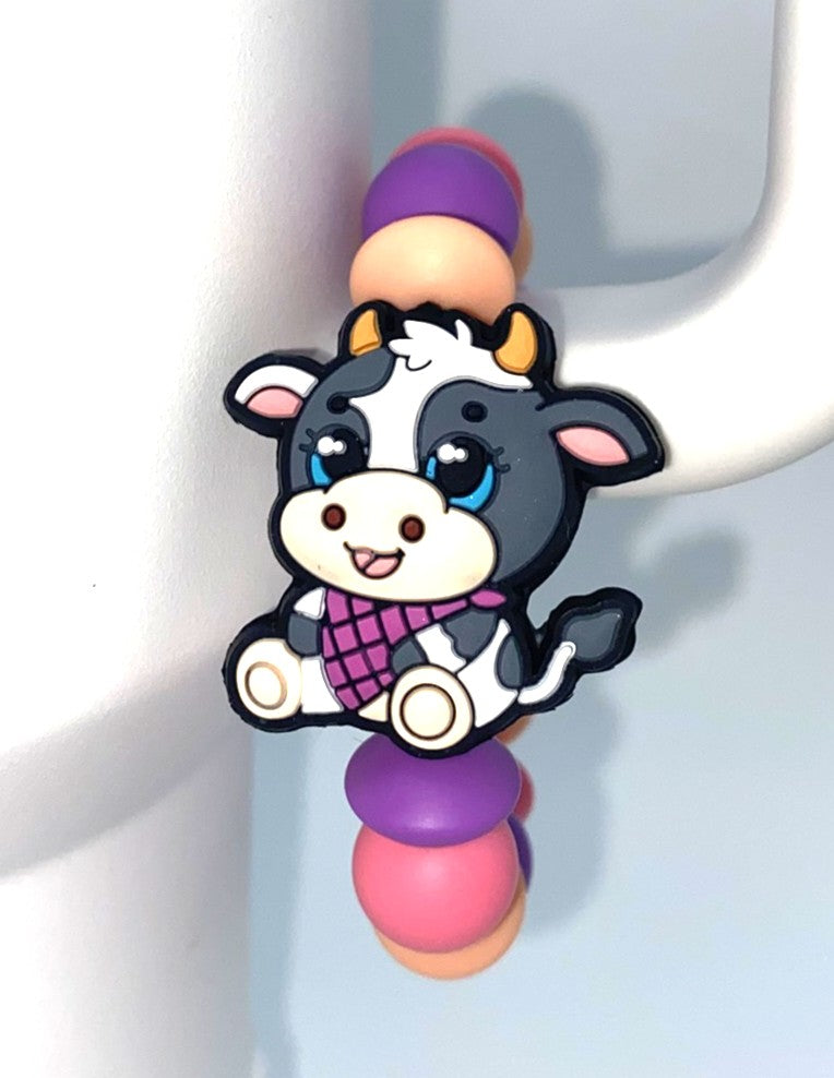 Cow Purple Bandana Stanley Tumbler Cup Handle Charm