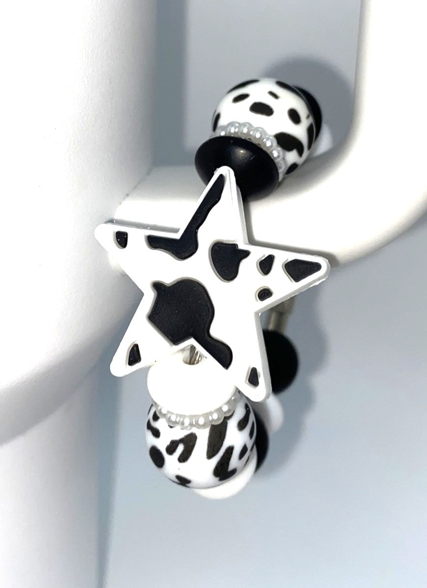 Cow Print Star Stanley Tumbler Cup Handle Charm