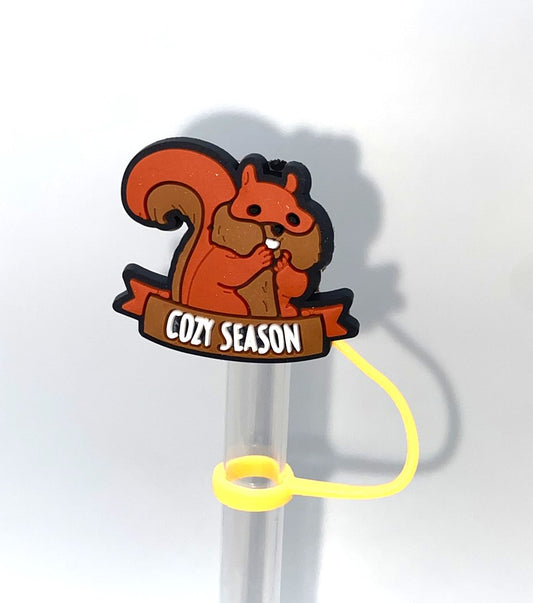 Cozy Season Squirrel Straw Topper